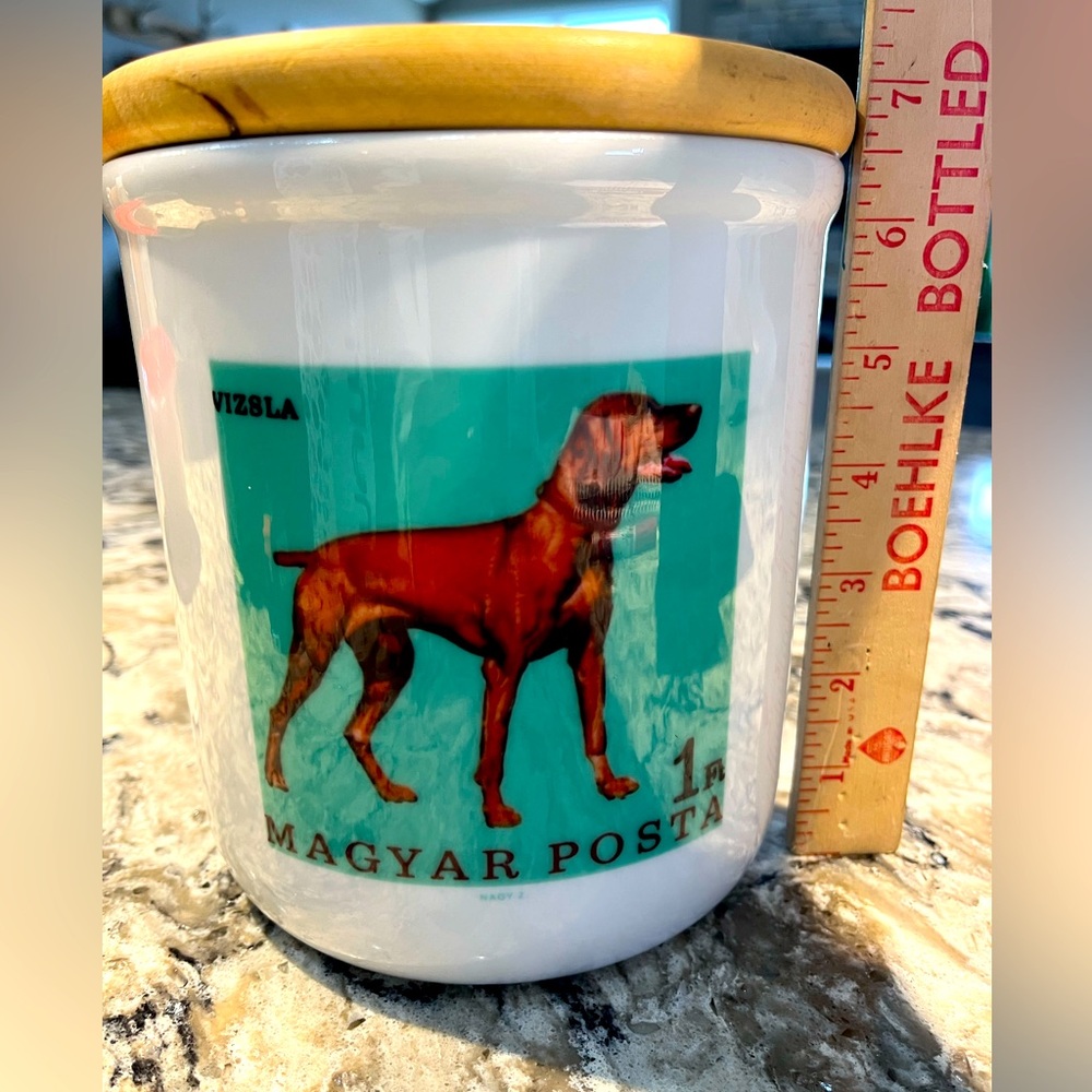 1967 Hungary Vizsla dog postage stamp cookie treat jar container rare